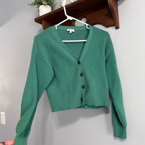 Green Button-Up Women's Cardigan